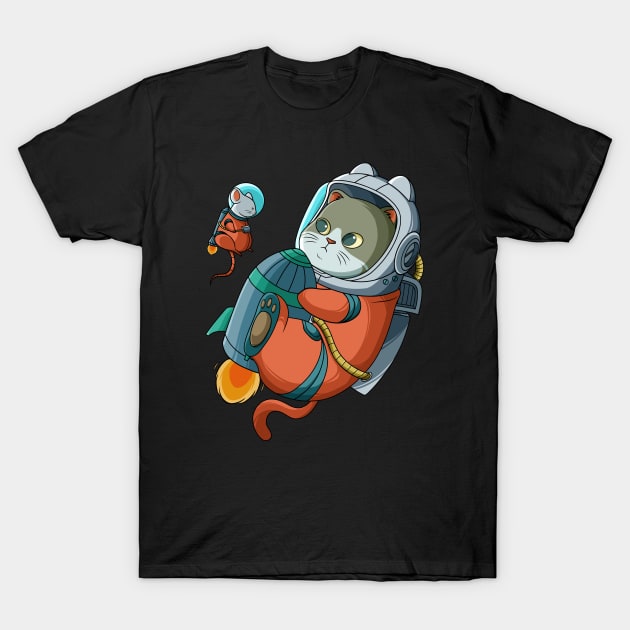 Cat and mouse astronaut T-Shirt by Kanvasdesign